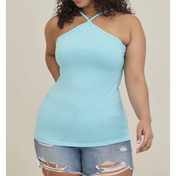 π Blue Foxy High Neck Halter Top 3 3X 22 24 NWT Torrid New! - Picture 4 of 6